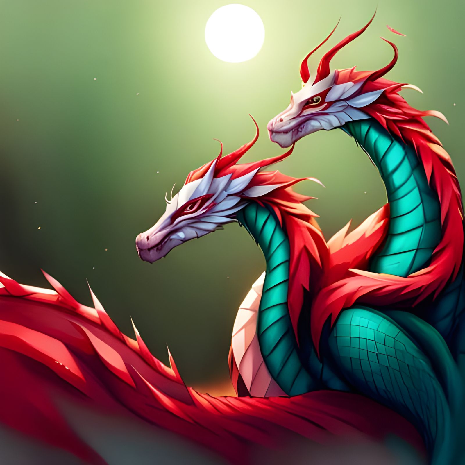 Hydra Dragon in Blooming Nature, Manhwa Style