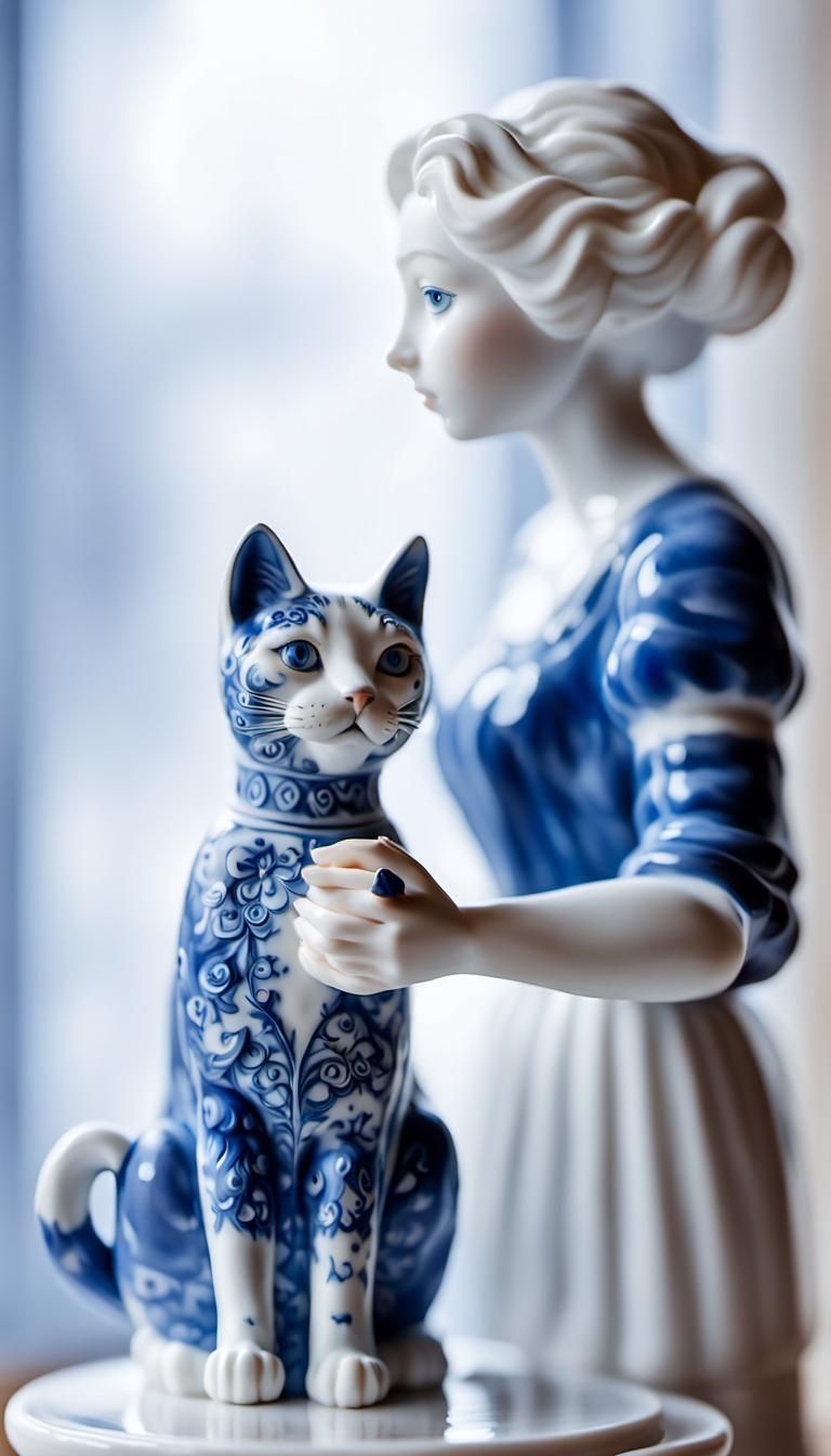 Delicate Delphi Porcelain Figurine in Macro Photography
