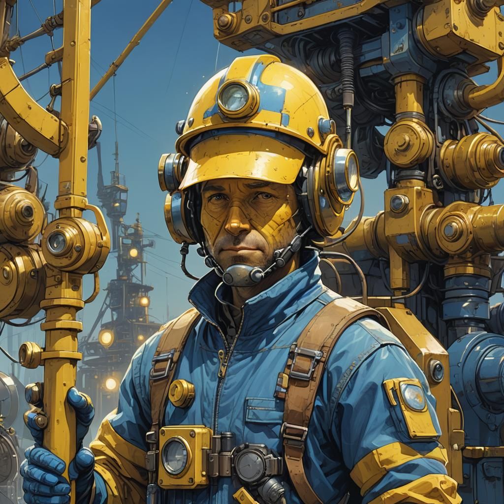 Yellow Construction Worker in Greg Rutkowski Style