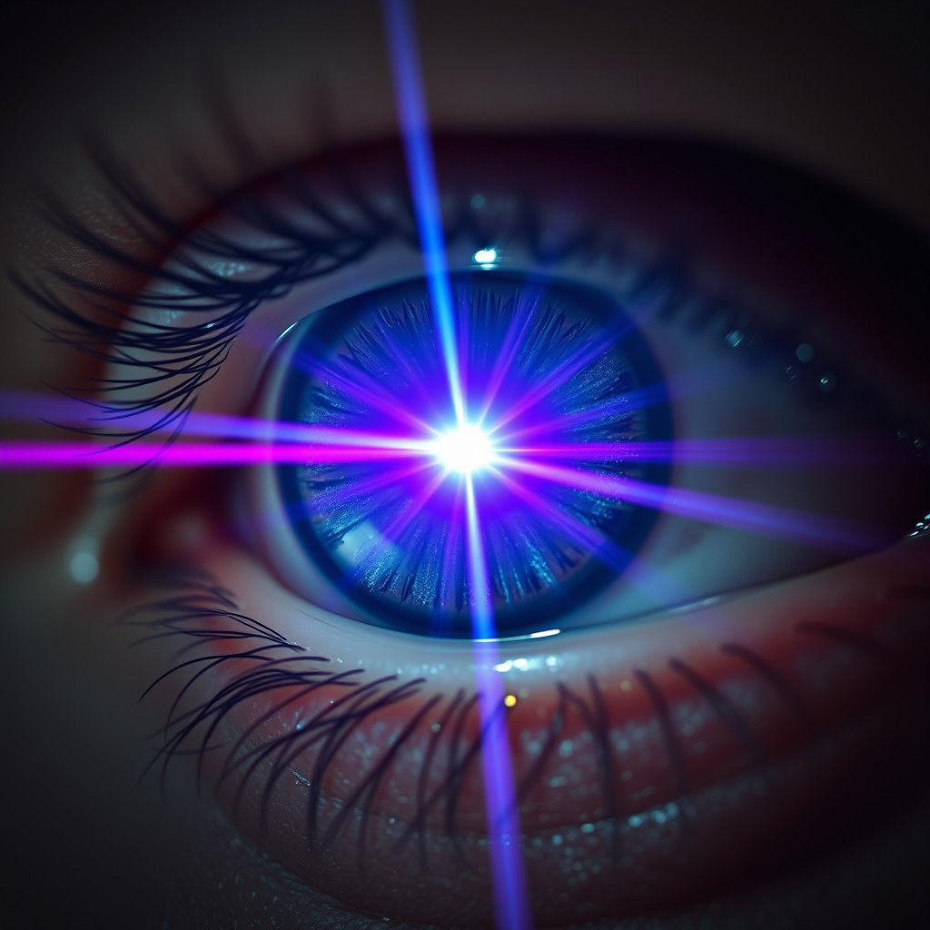Hyperrealistic Laser Beam Piercing a Human Eye