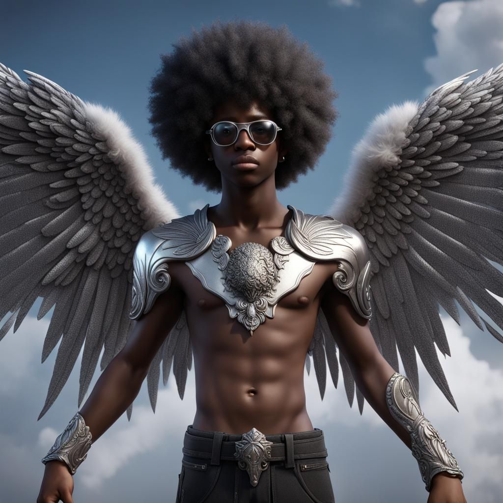 Silver-Winged Teen: Detailed Fantasy Concept Art