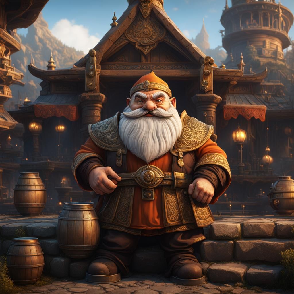 Dwarf Monk with Mustache: Detailed Matte Painting