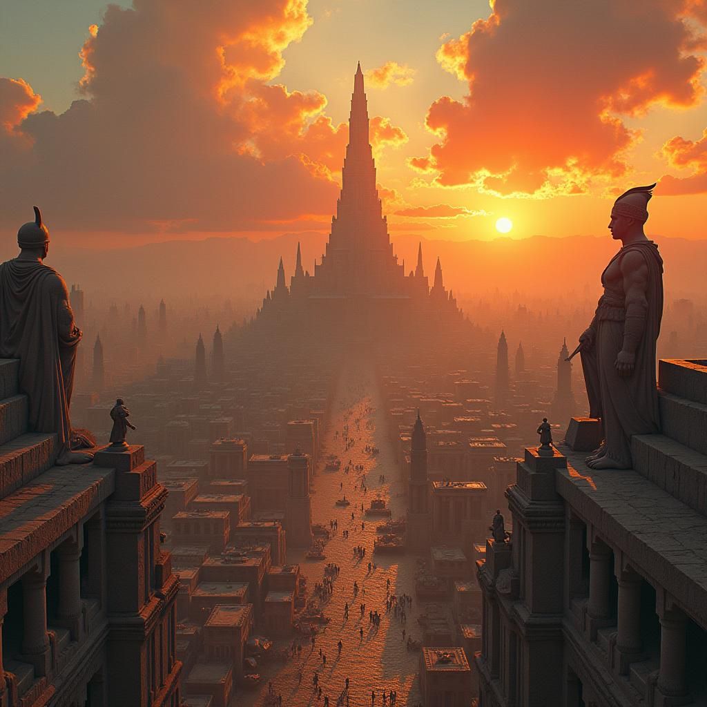 Spectacular Metropolis of Ancient Carthage at Sunset