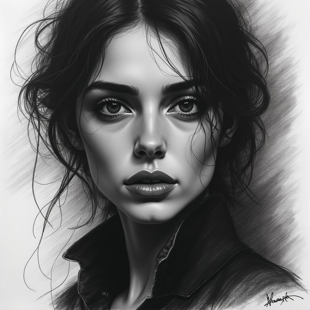 Expressive Monochromatic Portrait in Graphite