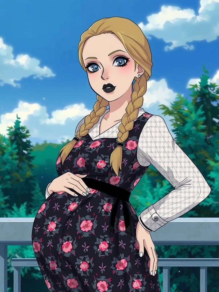 Elegant Pregnant Goddess in 3D Game Cinematic Style