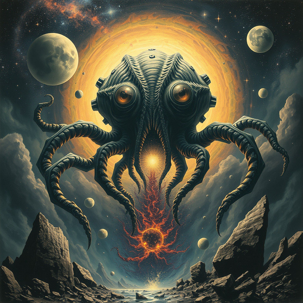 Cosmic Tentacle Apocalypse in Surreal Style