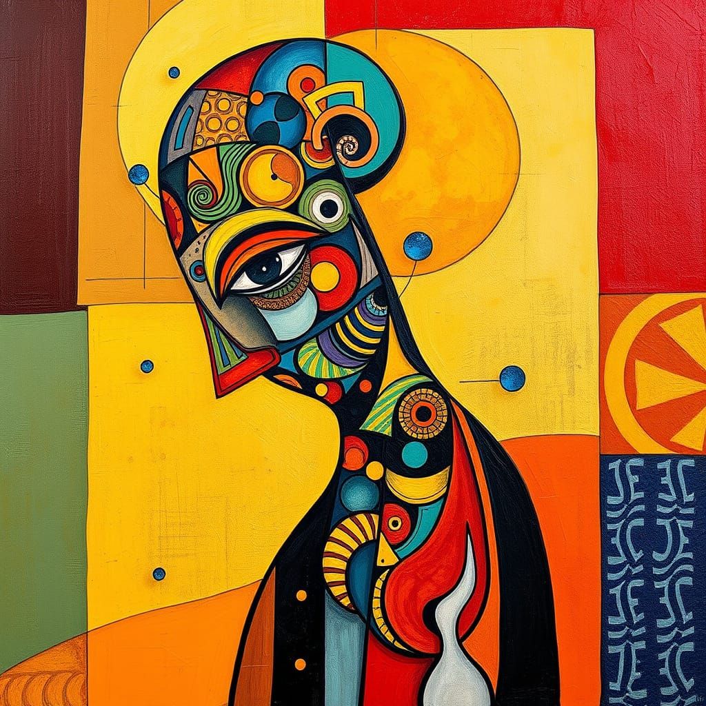 Vibrant Abstract Figure in Geometric Style