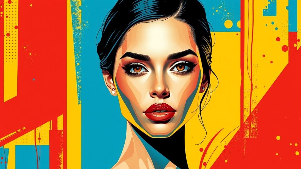 Stunning Woman in Bold Triadic Color Composition