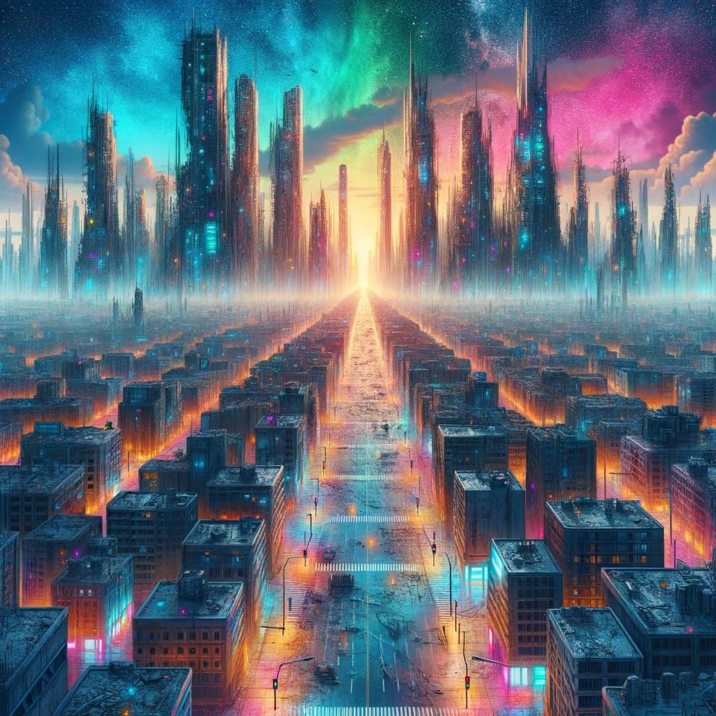 Cyberpunk Cityscape in Dystopian Ruin