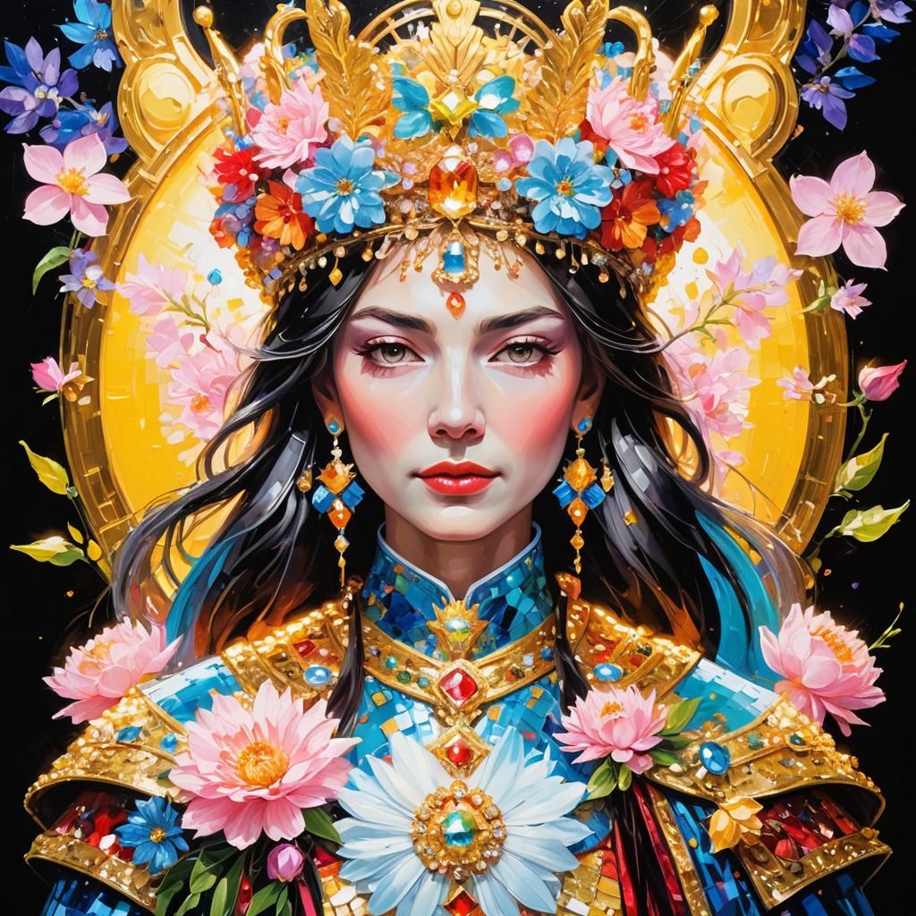 Ornate Portrait of a Queen in Art Nouveau Style