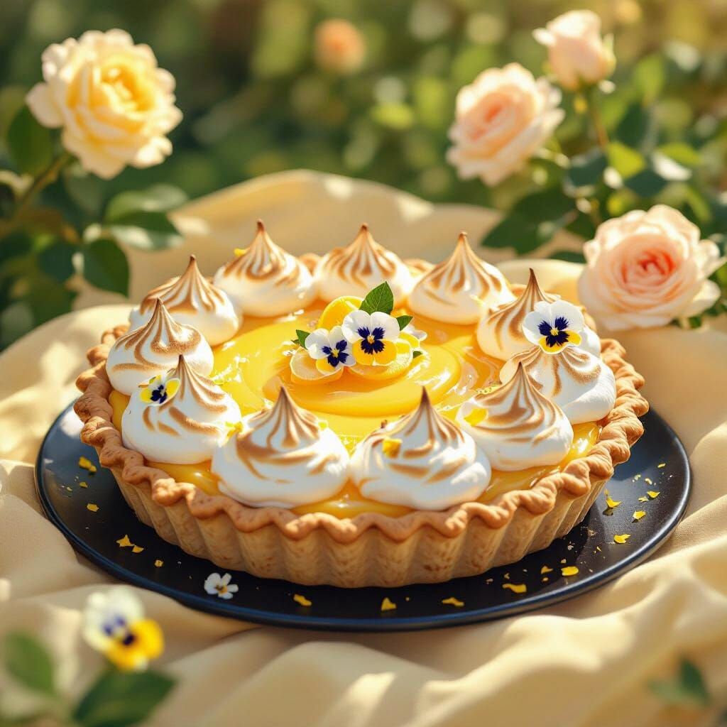 Lemon Meringue Pie in Detailed Matte Painting Style