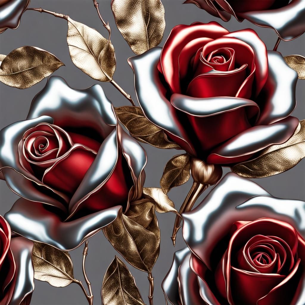 Metallic Roses Reflecting Light: A Photographic Masterpiece