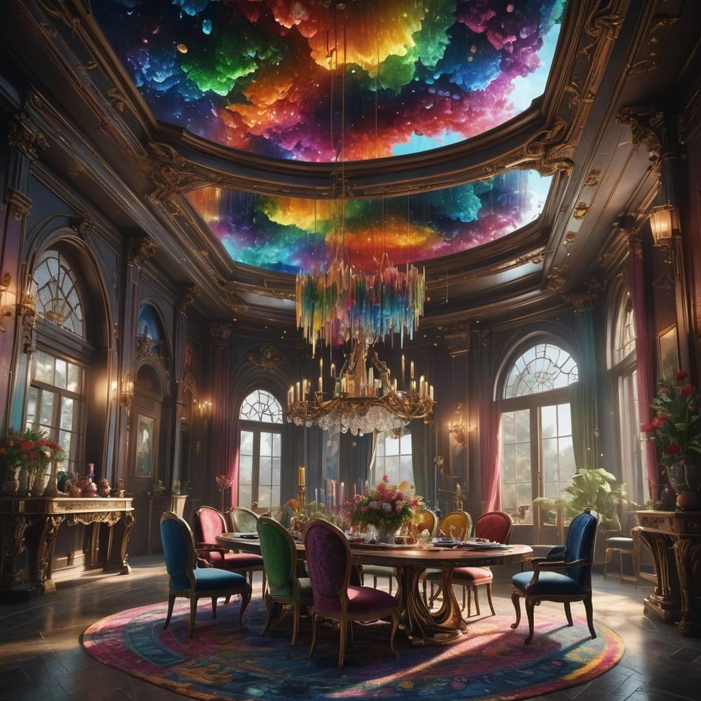 Fantastical Dining Room in Rainbow Tourmaline Colors