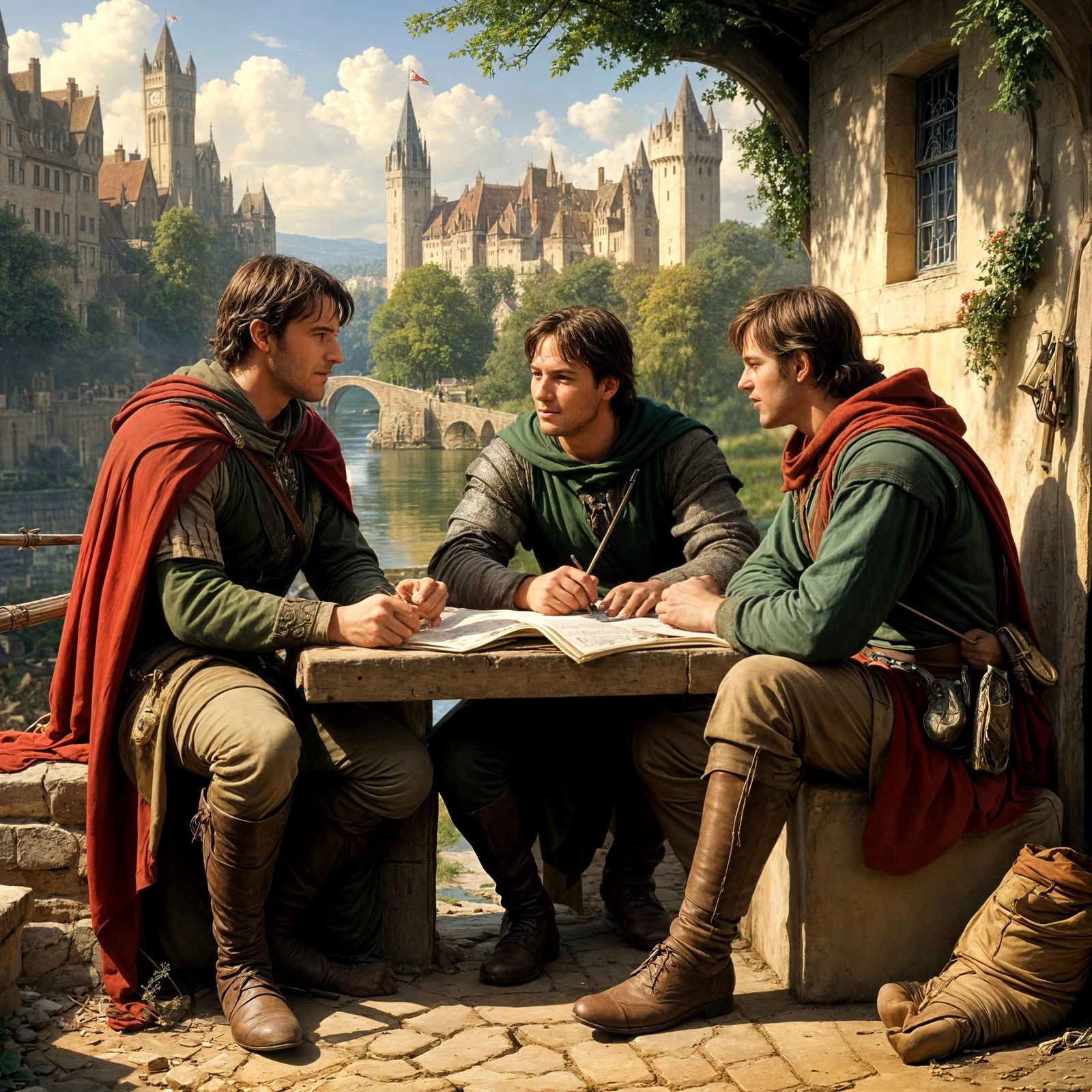 Medieval Outlaws Gather in City Bank, as Sunset Falls