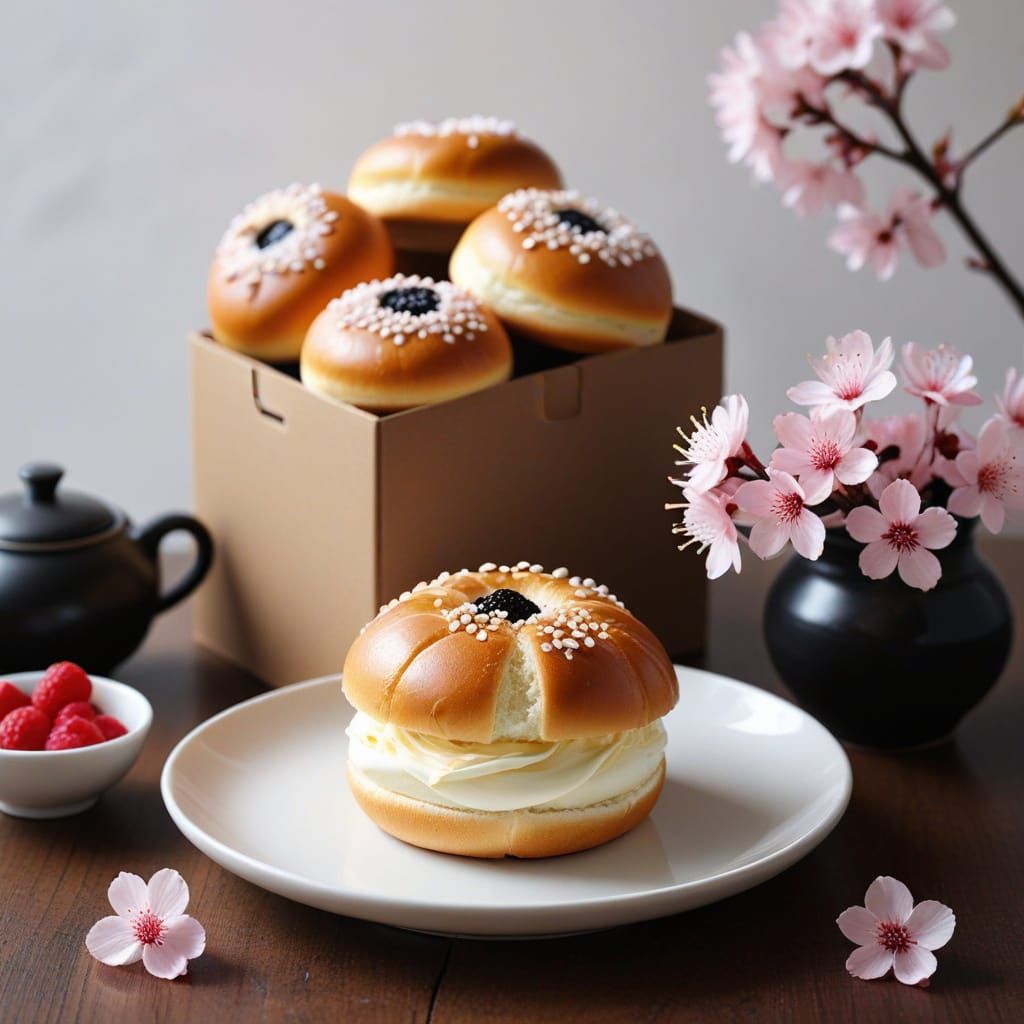 Delightful Sakura-Themed Cream Puffs in a Western Korean Sti...