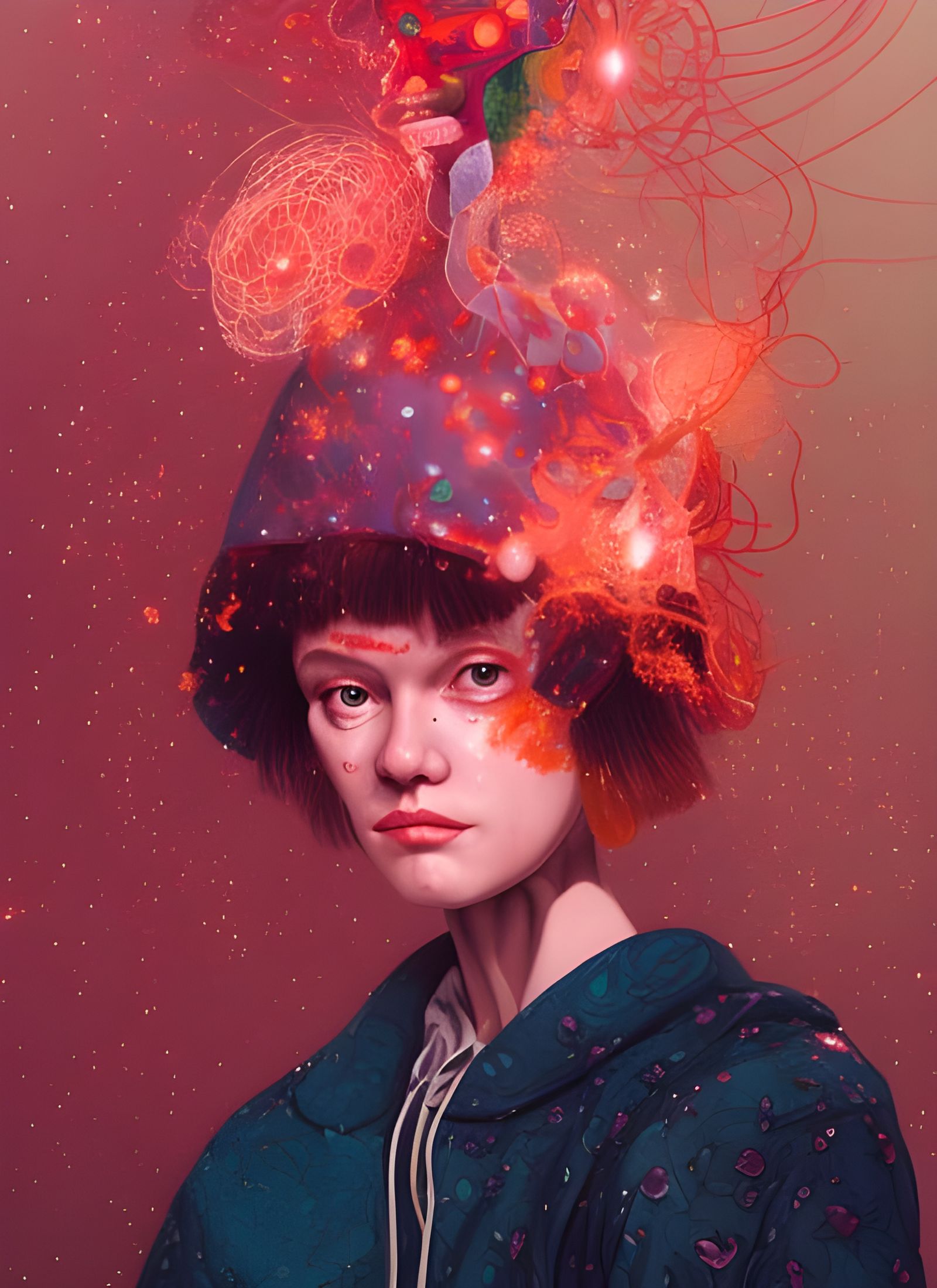 Ornate Fashion Portrait with Magical Particles