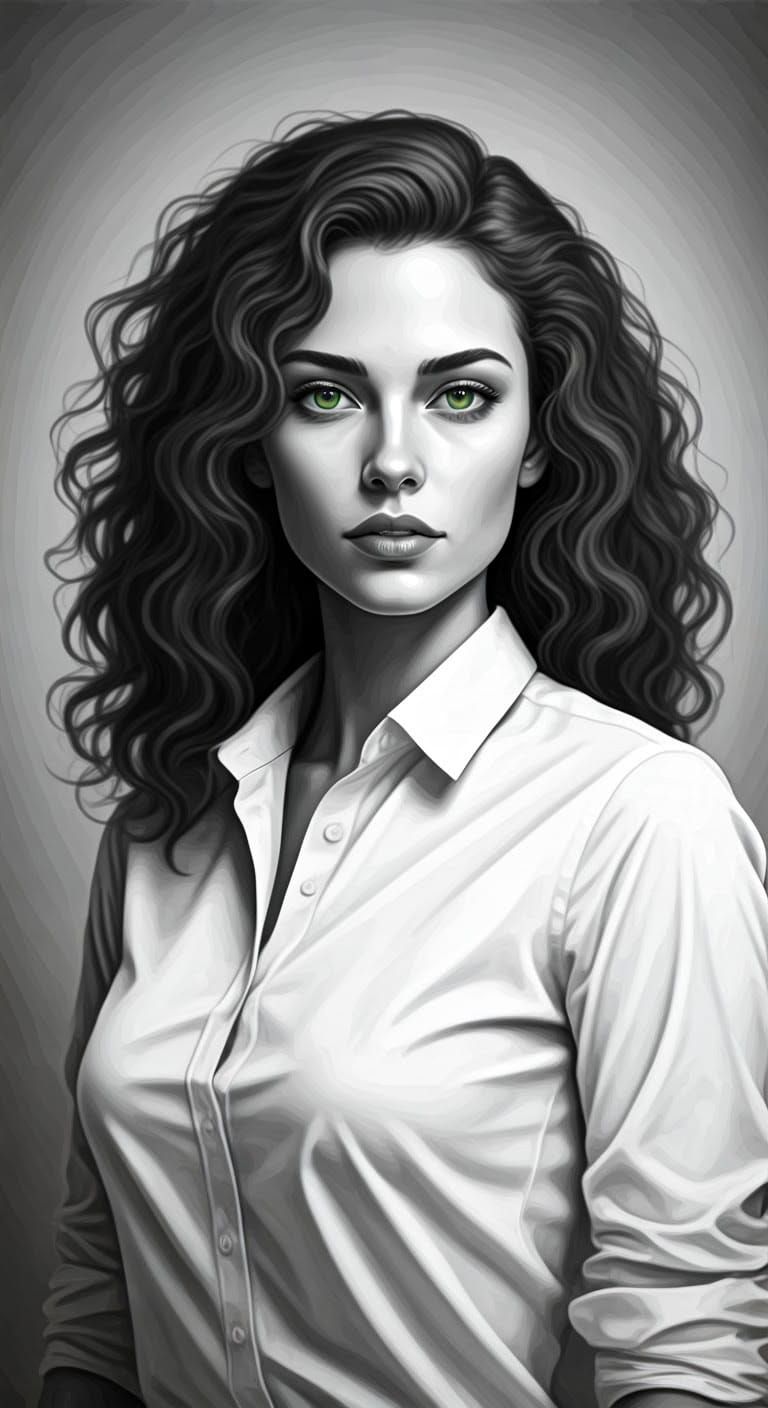 Monochrome Portrait of a Woman in Photorealistic Style