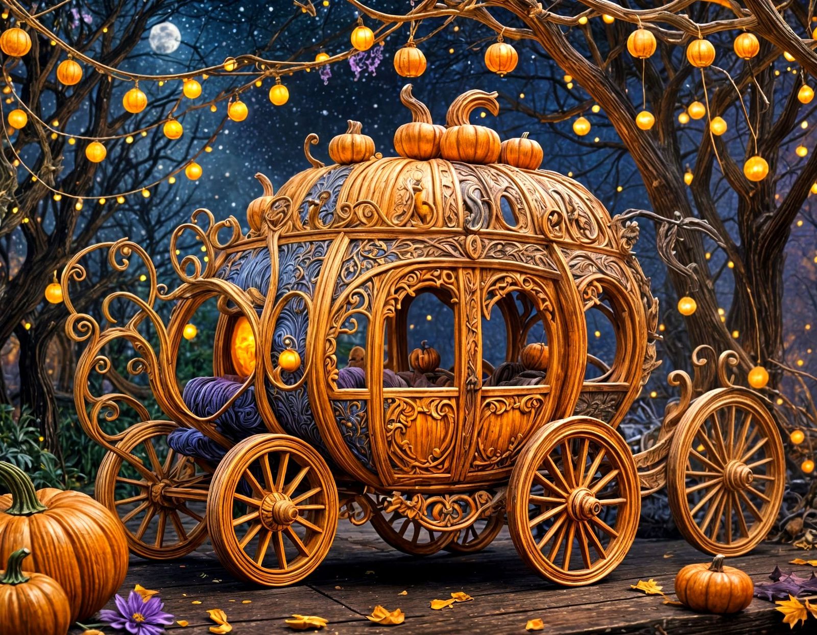 Surreal Wood Carving: A Detailed Fantasy Masterpiece