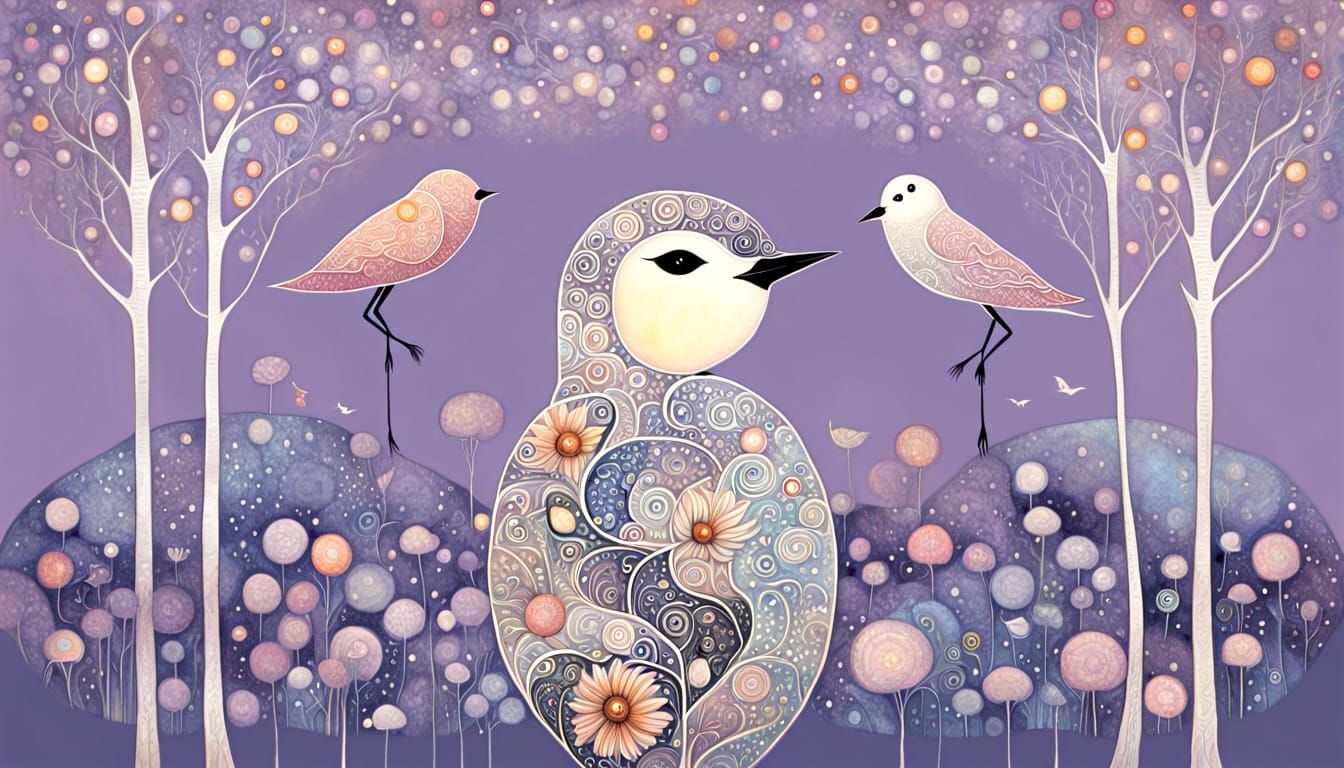 Dreamlike Woman-Bird in Art Brut Style