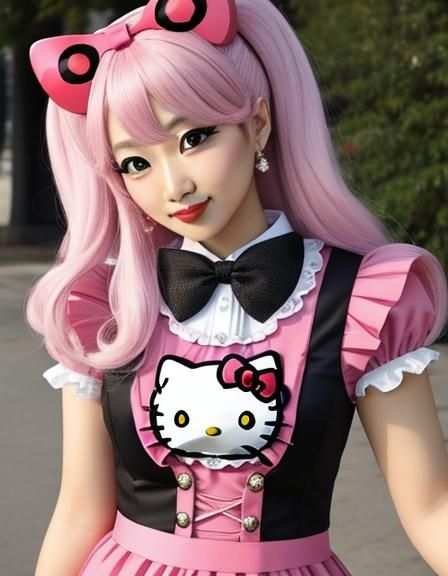 Hello Kitty Pink Cosplay Close-Up
