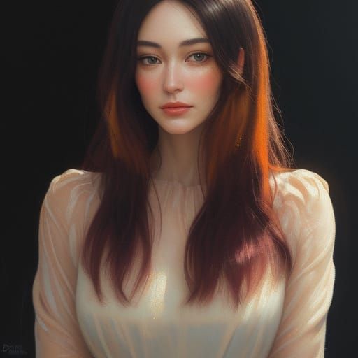 Neo-Impressionistic Oil Painting of a Woman's Face