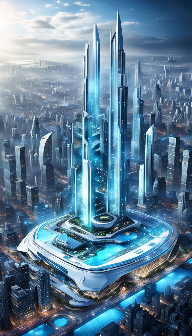 Futuristic Cityscape of Wonder and Progress