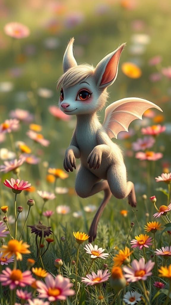 Mystical Clizzlefoop Prances in Vibrant Meadow