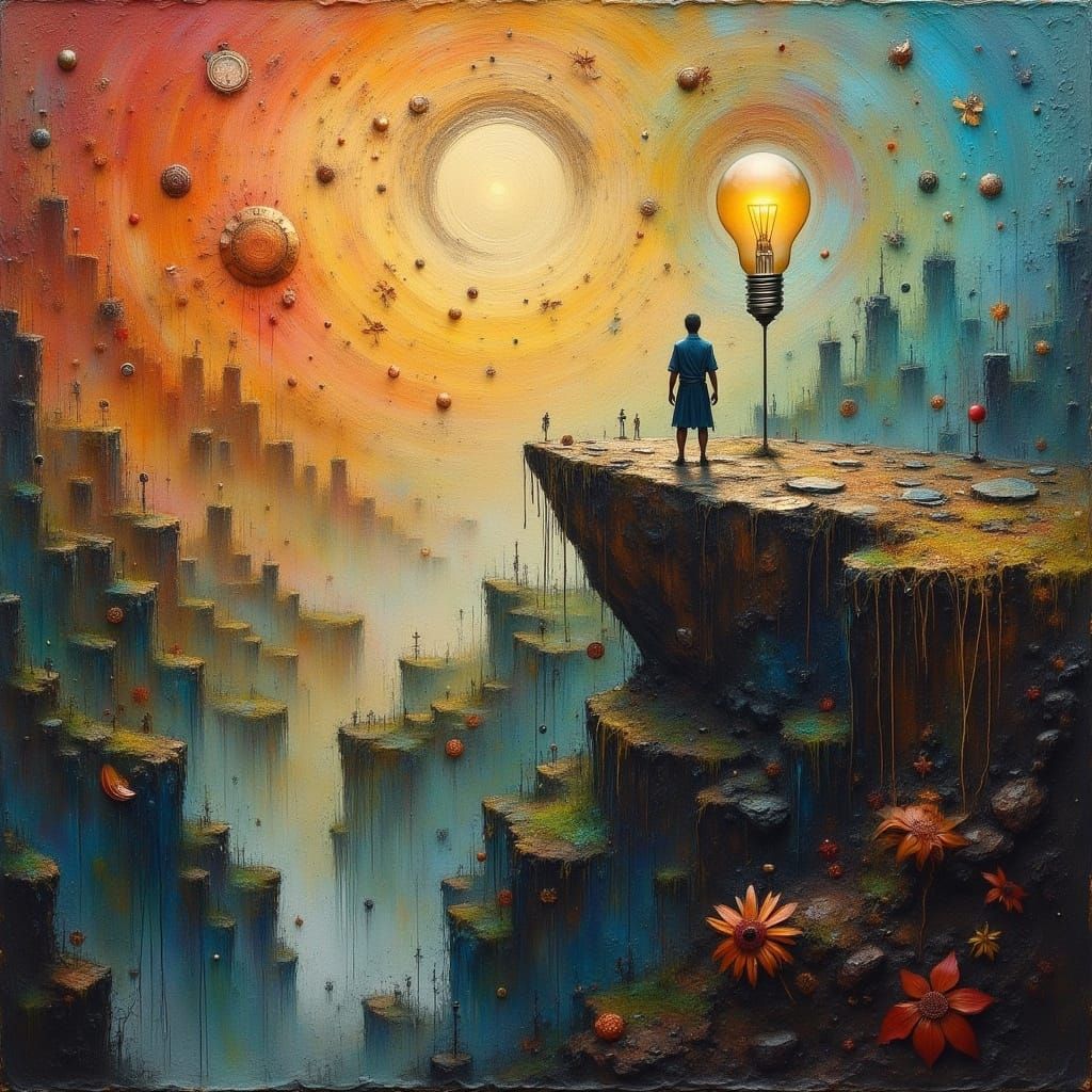 Surreal Steampunk World with Melting Sky