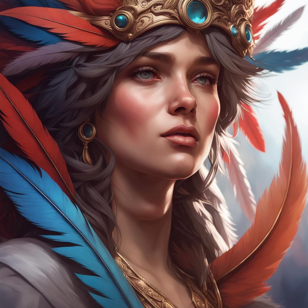 Detailed Portrait with Dynamic Lighting in Art Nouveau Style