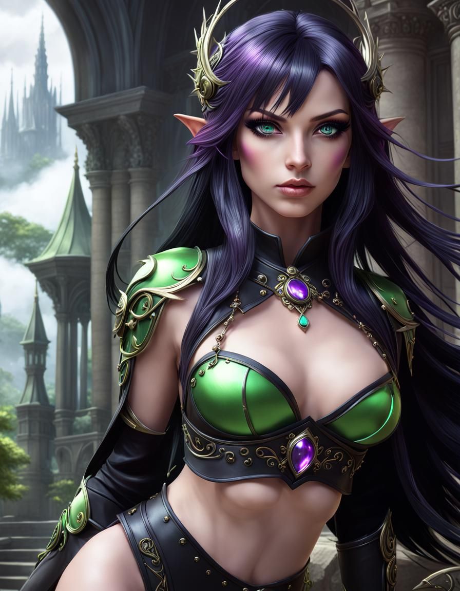 Goth Battle Mage Portrait in Ethereal Style