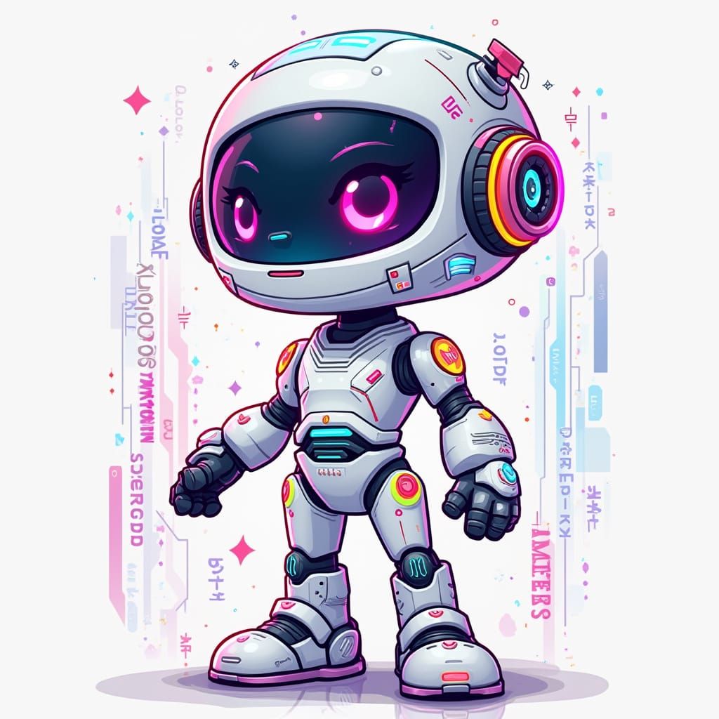 Luxurious Cartoon Character in Futuristic Digital Style