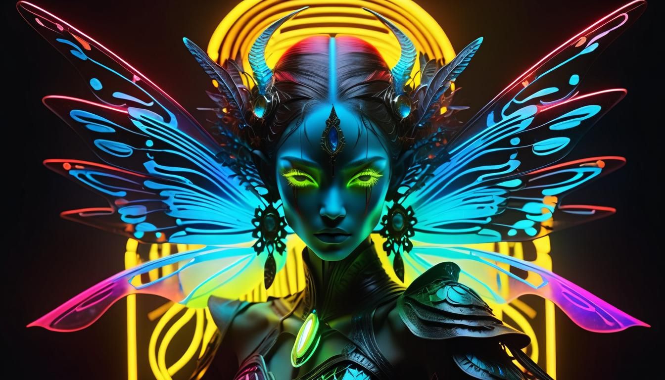 Surreal Neon Character in Dark Fantasy Style
