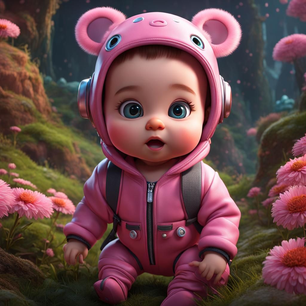 Cute Baby Boy Portrait in Detailed Matte Style