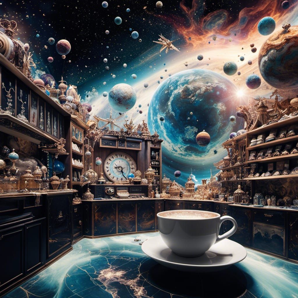 Wonka's Candy Store in Space: Inkblot Oil Painting