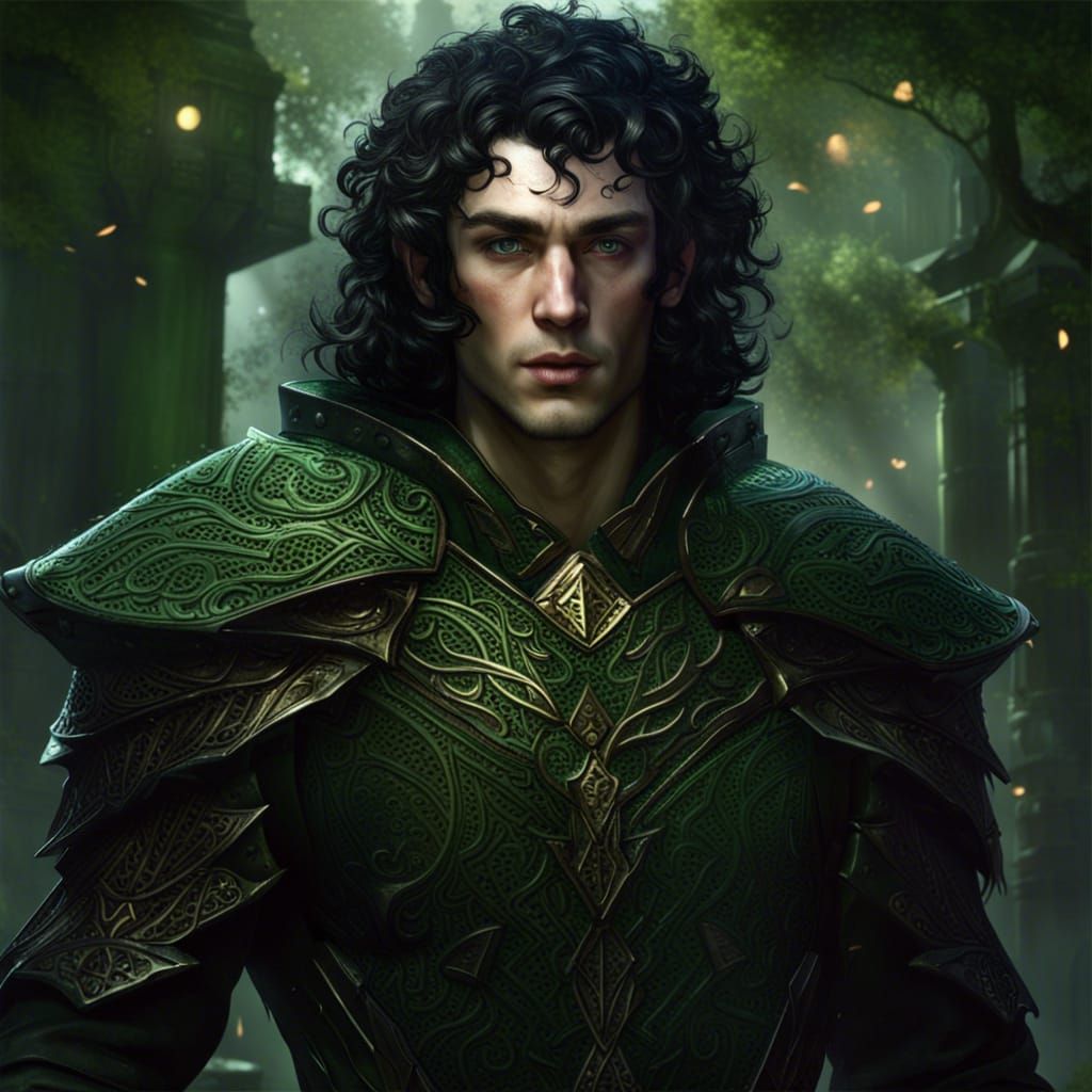 Elven Man Portrait in Dark Fantasy Style
