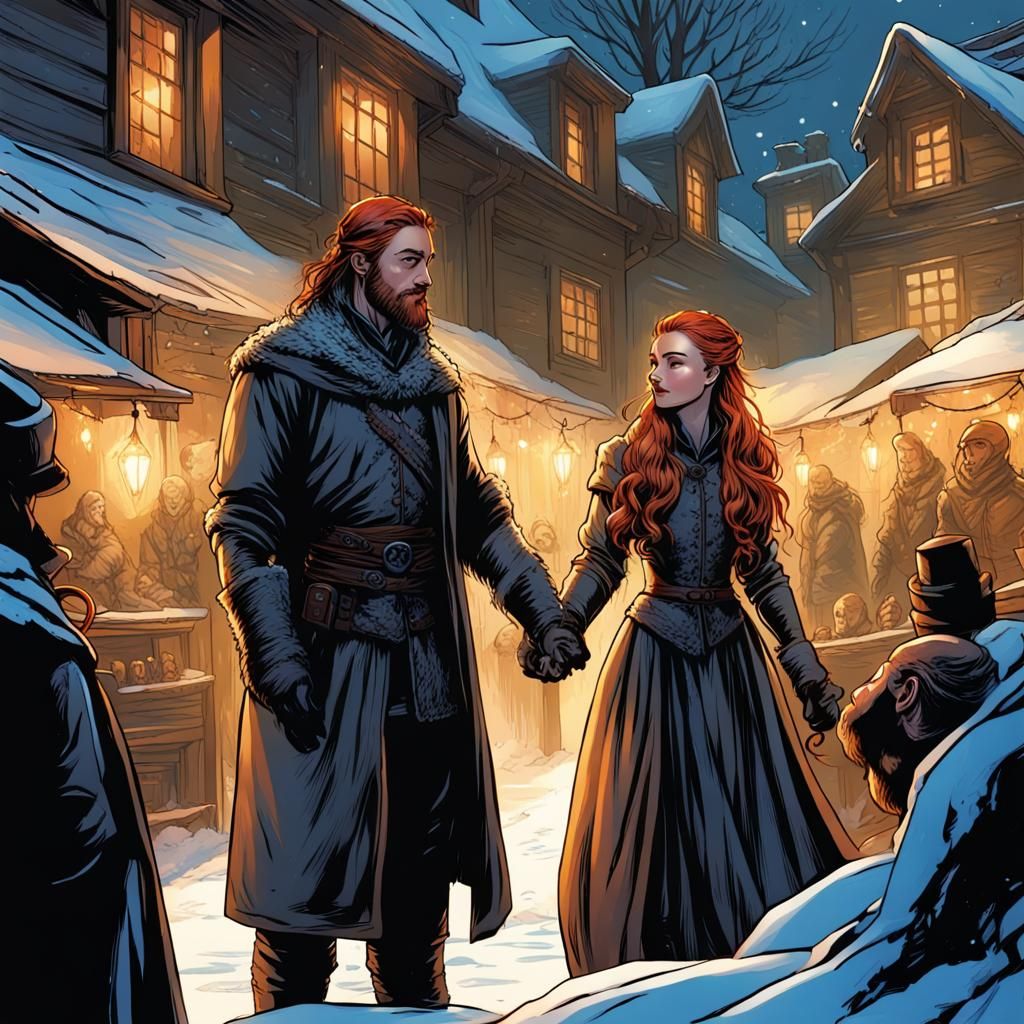 Sansa and Sandor at Winter Fair in Comic Book Art