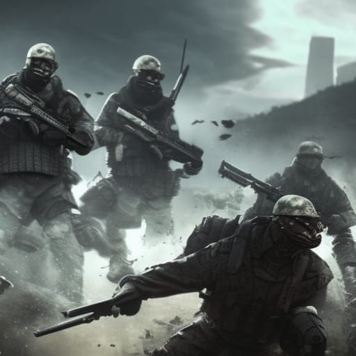 Skull Mask Military Squad Rises From Water