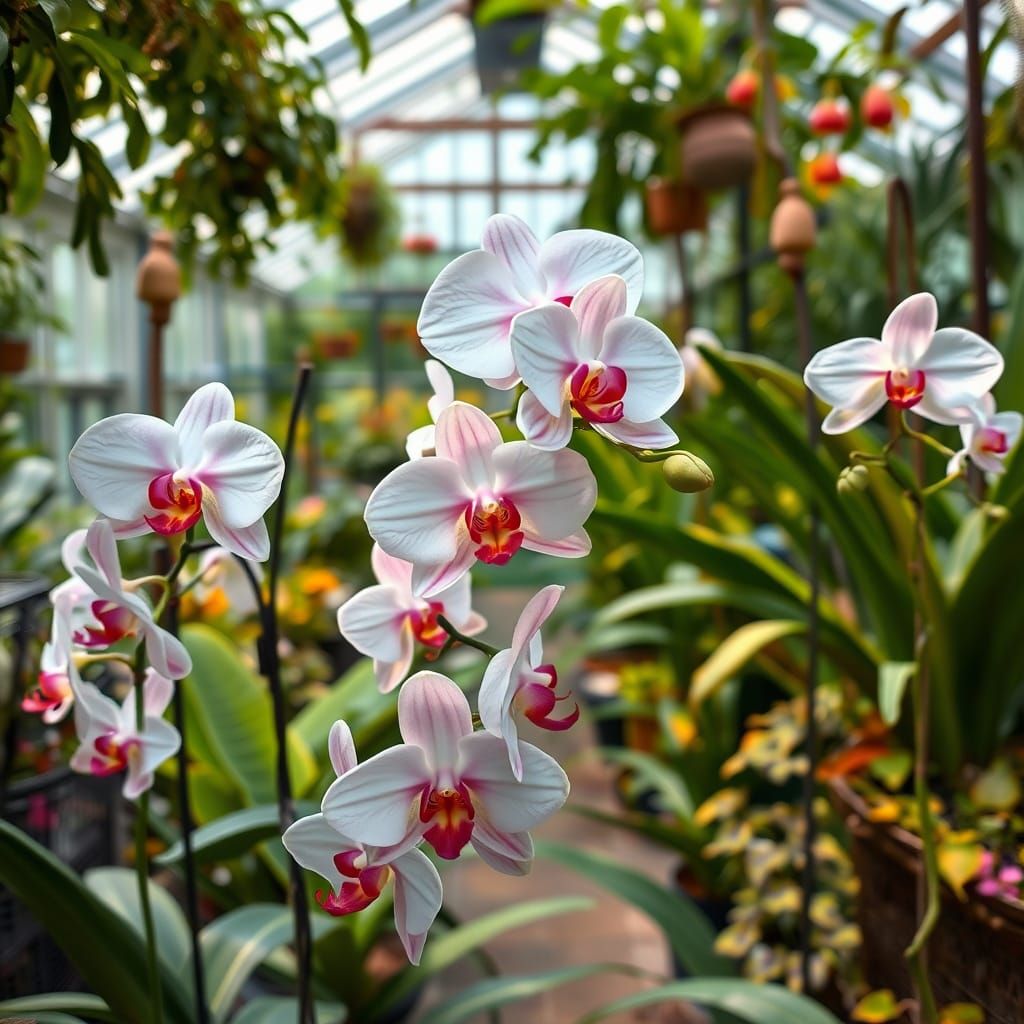 Orchids in Greenhouse: Impressionistic Botanical Art