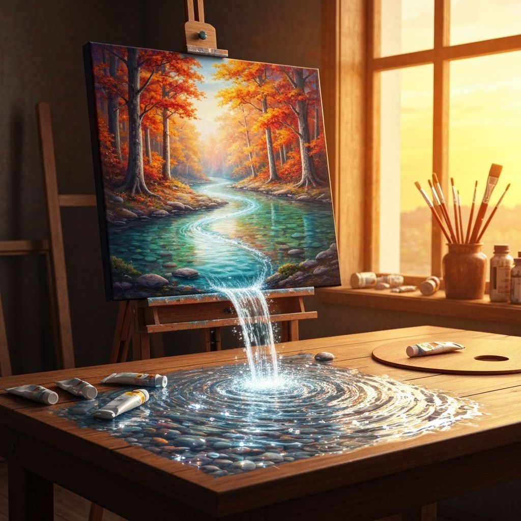 Magical Autumn Forest Painting Flows From Canvas