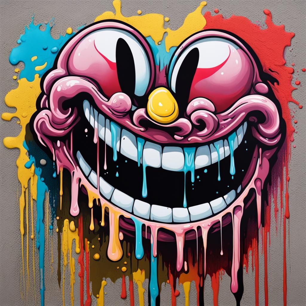 Distorted Smile Graffiti Art in Splash Style