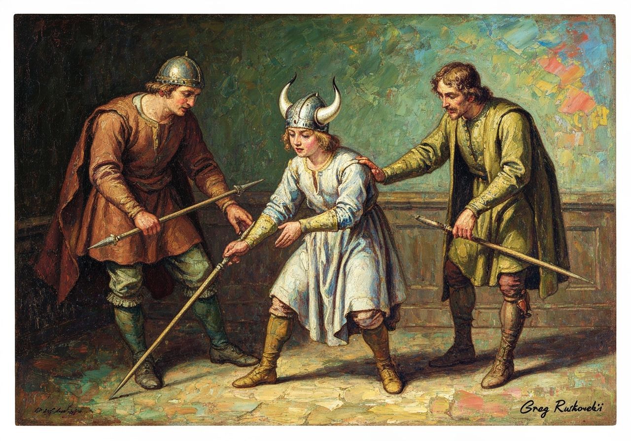 Viking Prince Training with Masters in Expressionist Style