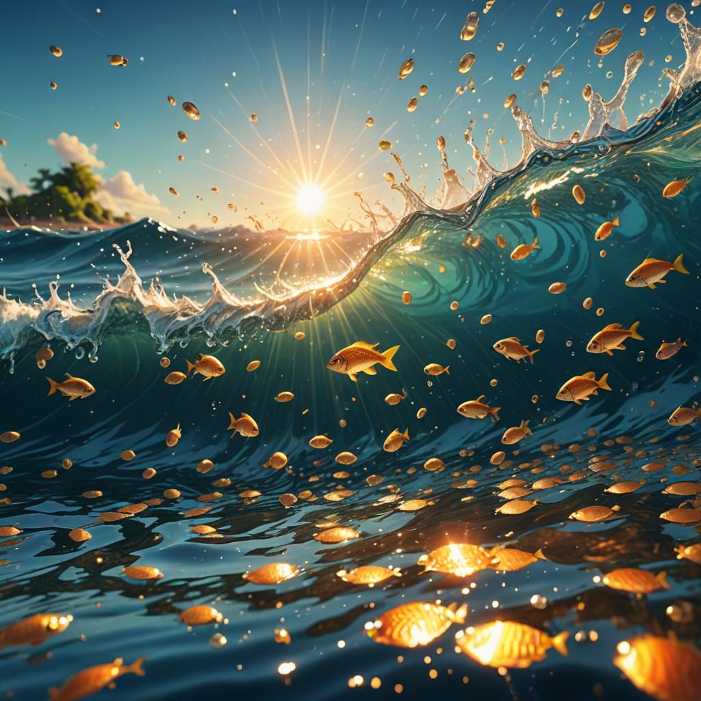 Vibrant Ocean Life Glowing in Sunlight