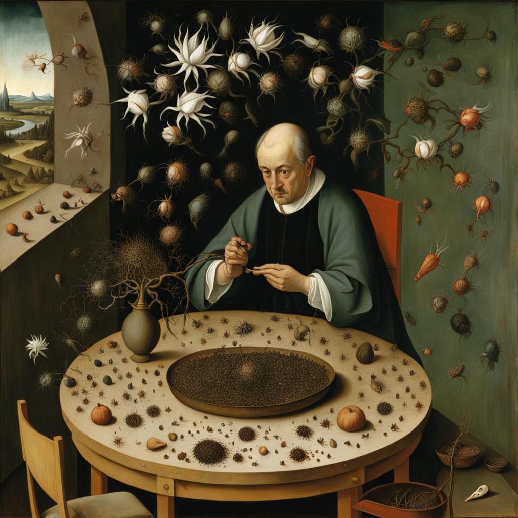Surreal Visions: A Bosch-Inspired Hallucinatory Painting