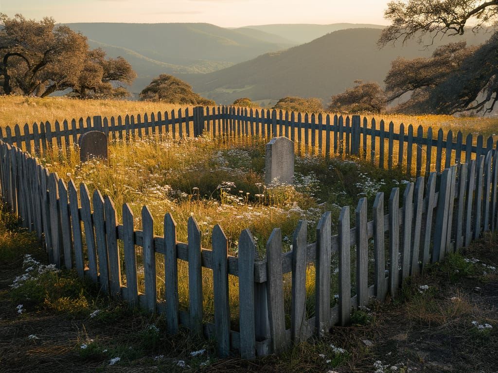 Golden Light on Hilltop Graveyard
