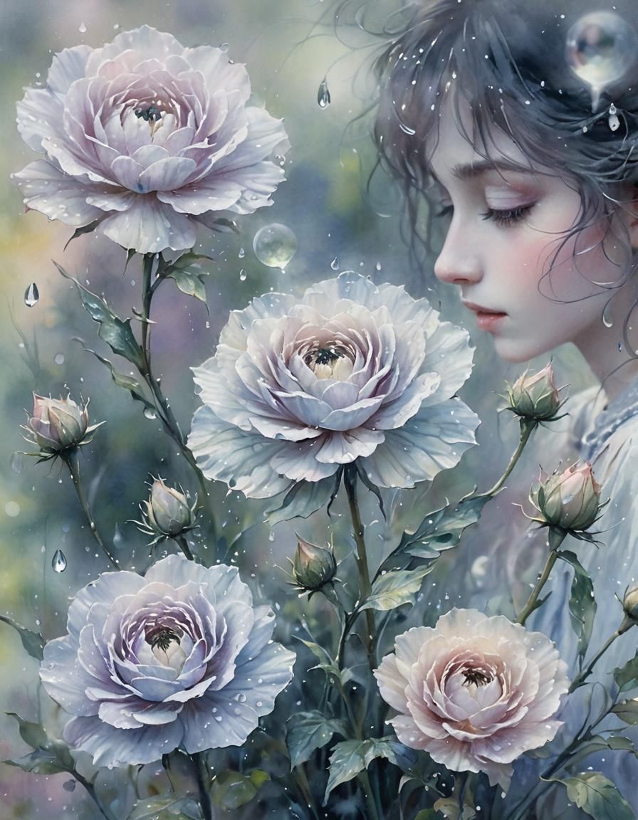 Dreamy Impressionistic Fairy in Mystical Garden