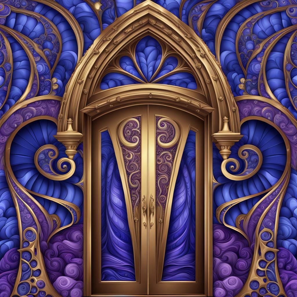Purple Lapis Lazuli Castle Doors with Fractal Design