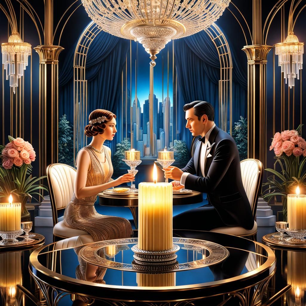 Art Deco Couple's Candlelit Dinner in Crystal Room
