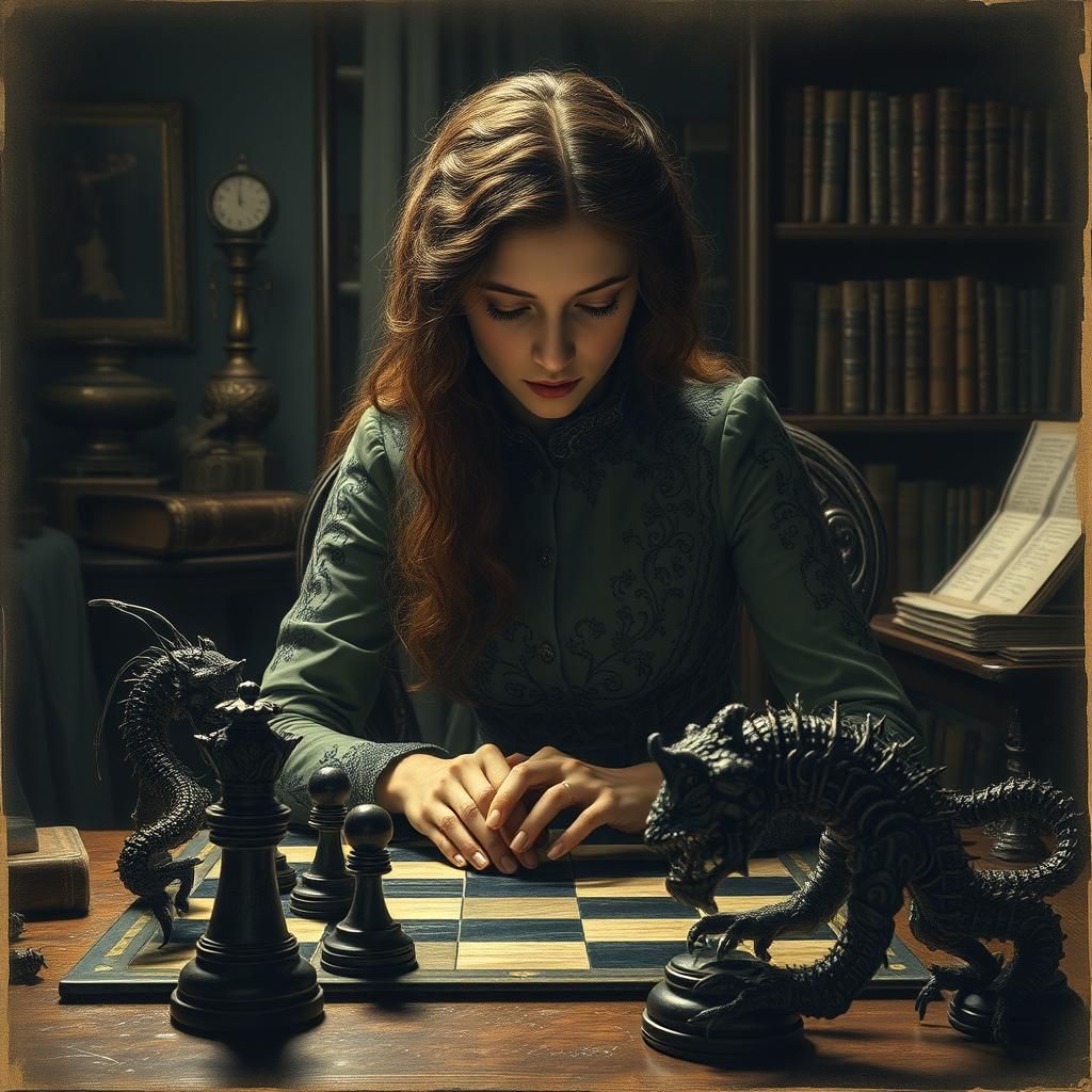 Eldritch Chess Game in Beksiński Style