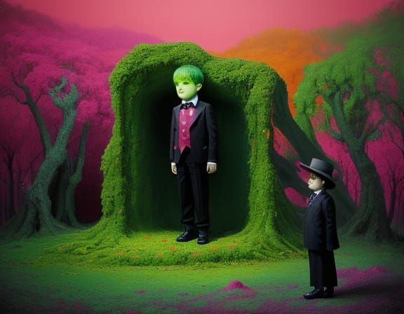 Surreal Child in Unsettling Landscape