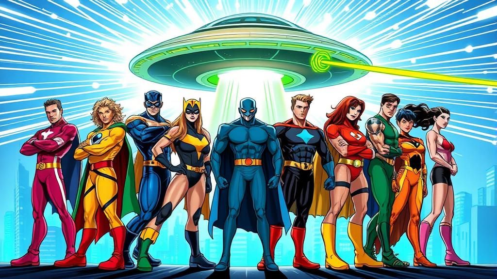 Superhero Gladiators Versus Alien Invasion, Comic Book Style